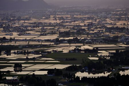 Scenery of Senboku Plain, Senboku City, Akita Prefecture Japanの写真素材