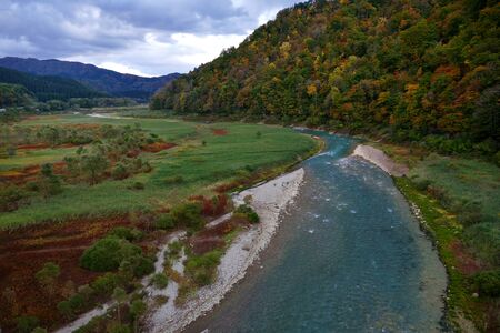 Lake Shusen (Yoroibata Dam Lake) Senboku City, Akita Prefecture Japanの写真素材