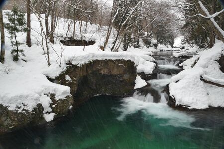 "Funoshi Falls" Akita Prefecture Japanの写真素材