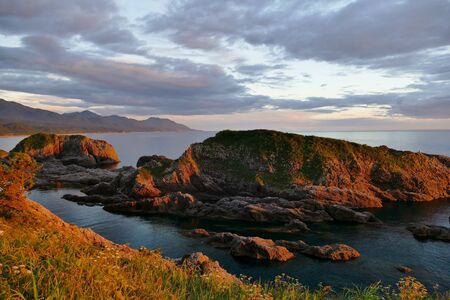 Sunset in the Sea of Japan, Fukaura Town, Aomori Prefectureの写真素材