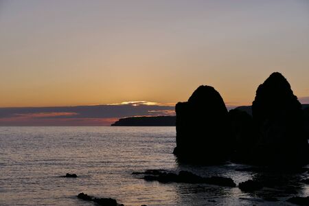 Sunset in the Sea of Japan, Fukaura Town, Aomori Prefectureの写真素材