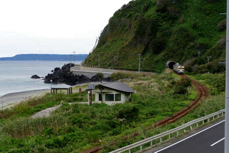Scenery running on the Gono Line (cloudy rain) Fuaura-cho, Aomori Prefecture, Japanのeditorial素材