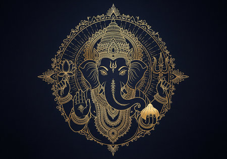 Ganesha The Lord Of Wisdom. Hand drawn vector illustration.の素材