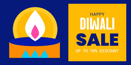 Happy Diwali sale banner. Diwali diya.のイラスト素材