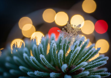 Christmas gingerbread houses in the snow. Festive decoration for Christmas and New Year.の素材