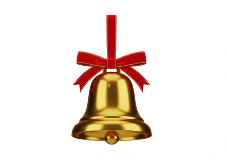 Christmas bell with red bow isolated on white background. 3d renderの素材