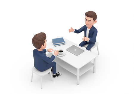 3D illustration of a business people having a meeting in the officeの素材