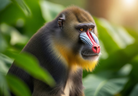 Portrait of a mandrill (Mandrillus sphinx)の素材