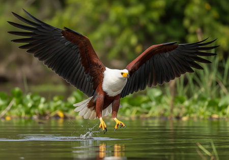 African Fish Eagle (Haliaeetus vocifer) in flightの素材