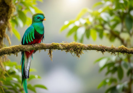 Tropical bird on a branch in the rainforest of Costa Ricaの素材