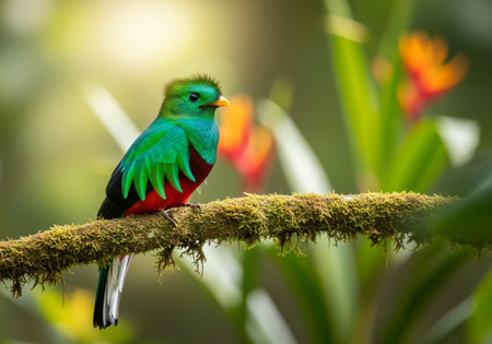 Tropical bird on a branch in the rainforest of Costa Ricaの素材