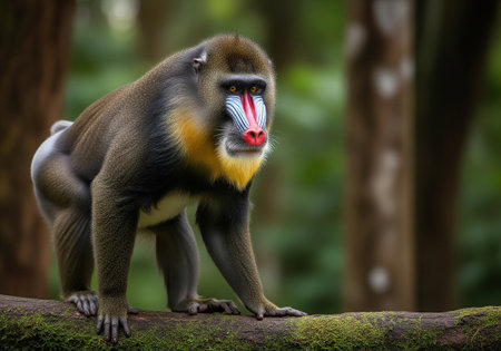 Mandrill (Mandrillus sphinx) in the forestの素材