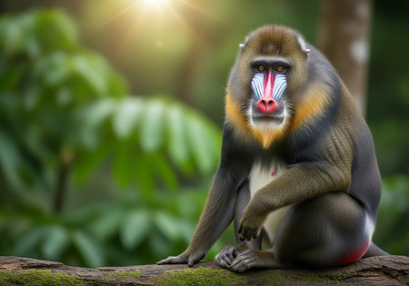 The mandrill (Mandrillus sphinx), also known as the primate.の素材