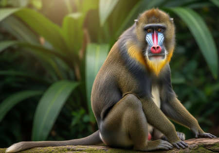 Portrait of a mandrill (Mandrillus sphinx).の素材