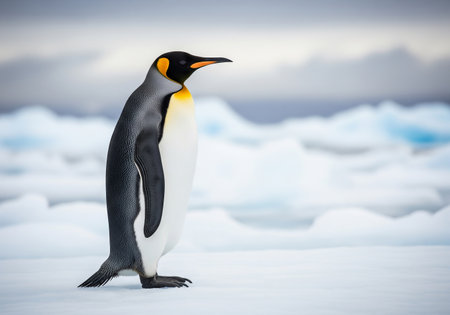 King penguin (Aptenodytes patagonicus) on the iceの素材