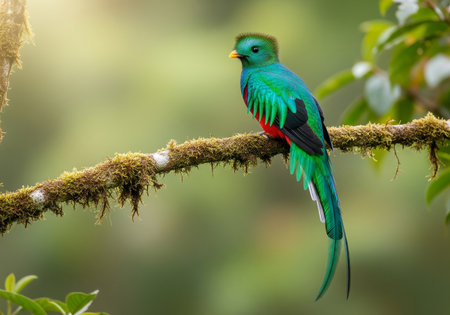 Tropical bird on a branch in the rainforest of Costa Ricaの素材