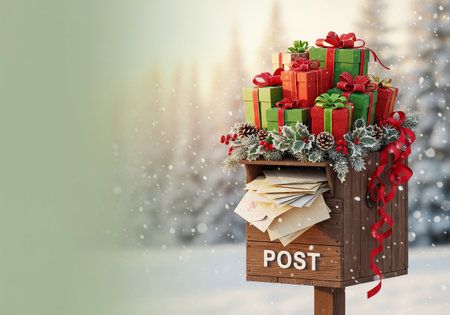 Post box with christmas gifts and envelopes. 3d renderingの素材