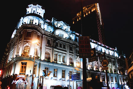 shanghai night sceneryのeditorial素材