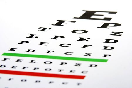 An eye chart in a plain white background.の写真素材