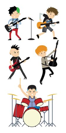 Rock band flat illustrationのイラスト素材