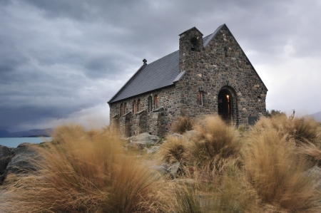 Church of the Good Shepherd, Lake Tekapo, New Zealandの写真素材