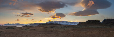 Icelandic mountain between sunset timeの写真素材