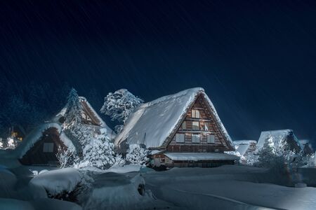 Historic Village of Shirakawago in winterのeditorial素材
