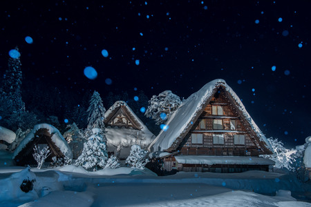 Historic Village of Shirakawago in winterのeditorial素材