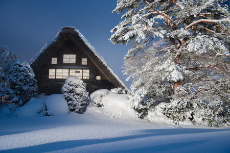 Historic Village of Shirakawago in winterのeditorial素材