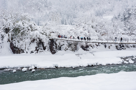 Historic Village of Shirakawago in winterの写真素材
