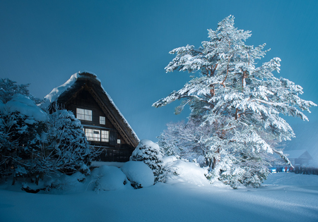 Historic Village of Shirakawago in winterのeditorial素材