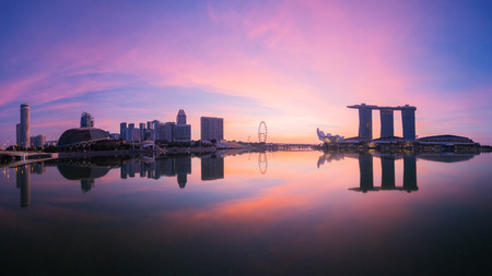 Singapore city skyline in sunriesのeditorial素材