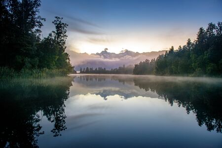 Lake Matheson. Locate near the Fox Glacier New zealandの写真素材