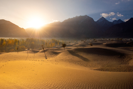 Sand desert at skardu. Northern Area Pakistanの写真素材