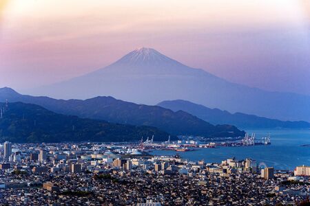View of Mountain  and town from Nihondaira hillの写真素材