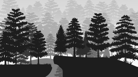 silhouettes of trees in the forestのイラスト素材