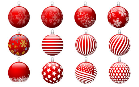 christmas balls on redのイラスト素材