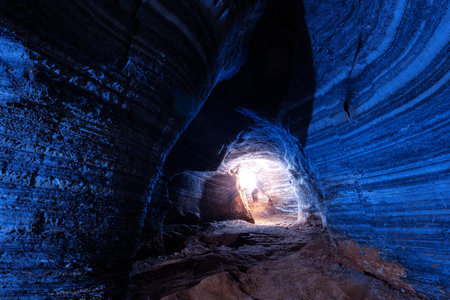 Amazing rock wall at the blue cave amazing unseen adventure at Tak province, Thailand.の写真素材