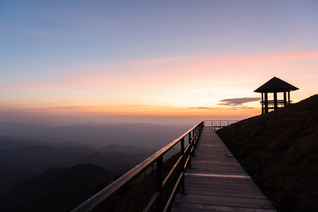 Mountian range landscape look from view point of Pui Ko Mountain in Tak province, Thailandの写真素材