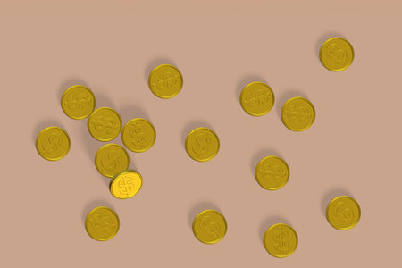 golden coins on  background with earning profit concept