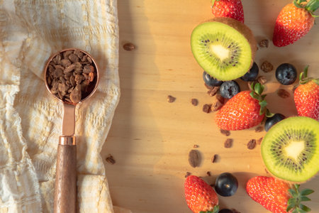 The Homemade baked granola berry fruit yogurtの写真素材