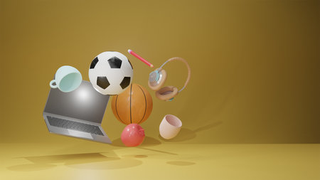 The 3D object design on yellow background