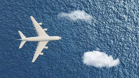 The 3D Air plane illustration with orange backgroundの写真素材