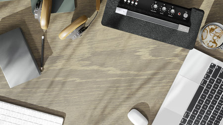 On the working table create from 3D reder program