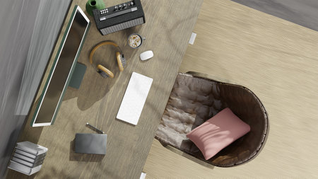 On the working table create from 3D reder program