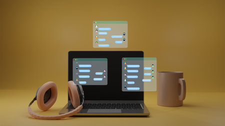 To work with laptop talk to friends with chat application with earphone