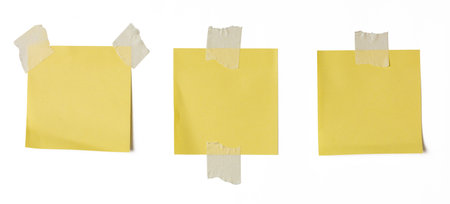 Post-it notes for writing messages isolate on whiteの写真素材