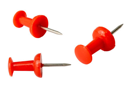 Red pin for stick paper note isolate on white