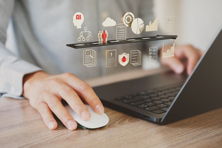 The business man Using AI robots to help analyze and enhance business plans to increase business...