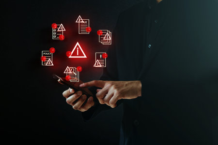 The image shows a warning that a virus has attacked an important business document.の写真素材